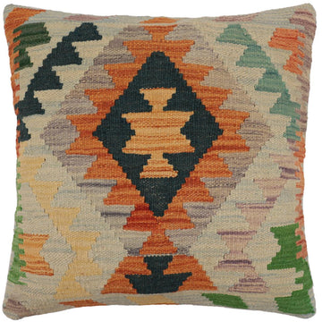 handmade Traditional Pillow Blue Rust Hand-Woven SQUARE 100% WOOL  Hand woven turkish pillow  PILLOW